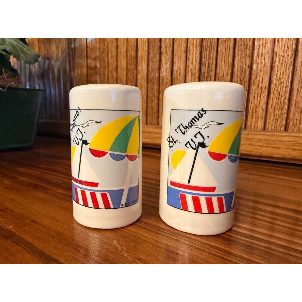 Vintage St Thomas US Virgin Islands Salt Pepper Shakers Caribbean Decor